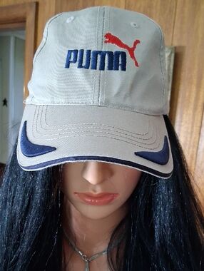 Puma Beige Cap with Blue Text and Red Puma